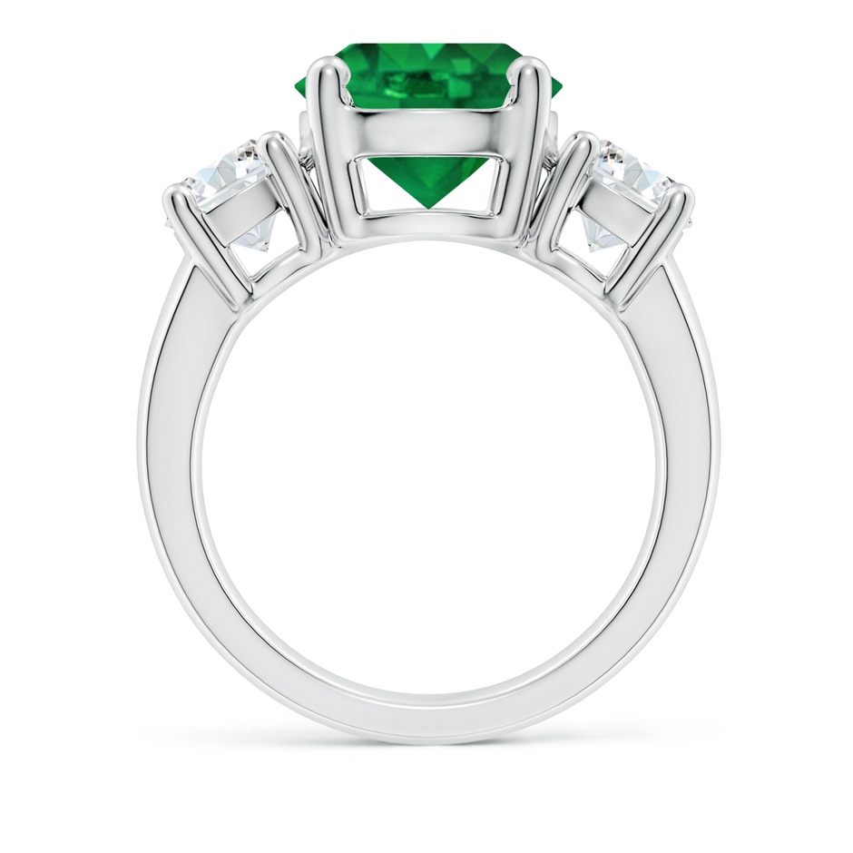 10mm AAA Classic Emerald and Diamond Three Stone Engagement Ring in P950 Platinum side 199