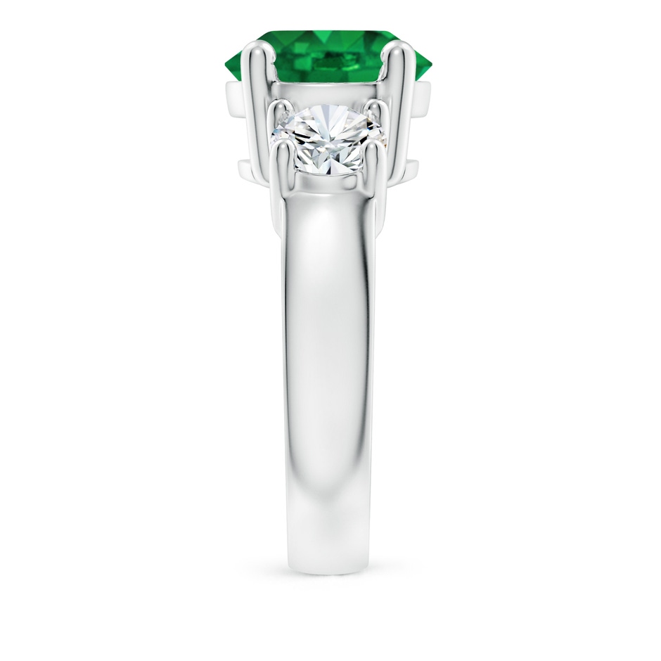 10mm AAA Classic Emerald and Diamond Three Stone Engagement Ring in P950 Platinum side 299