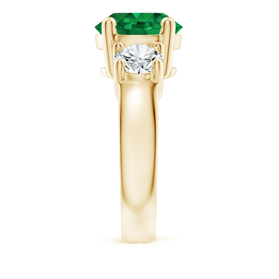 10mm AAA Classic Emerald and Diamond Three Stone Engagement Ring in Yellow Gold side 299
