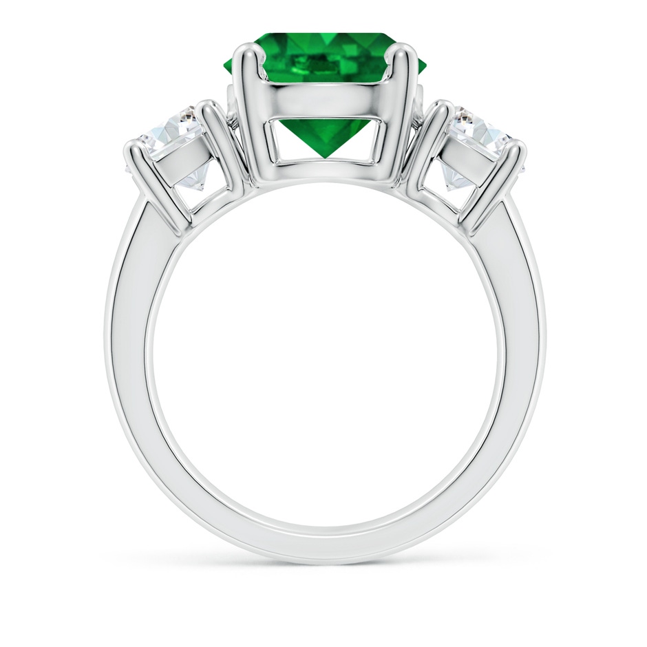 10mm AAAA Classic Emerald and Diamond Three Stone Engagement Ring in White Gold side 199