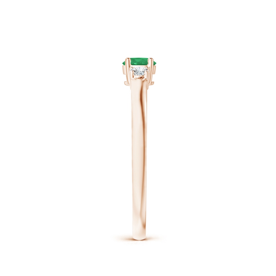 4mm A Classic Emerald and Diamond Three Stone Engagement Ring in Rose Gold side 299