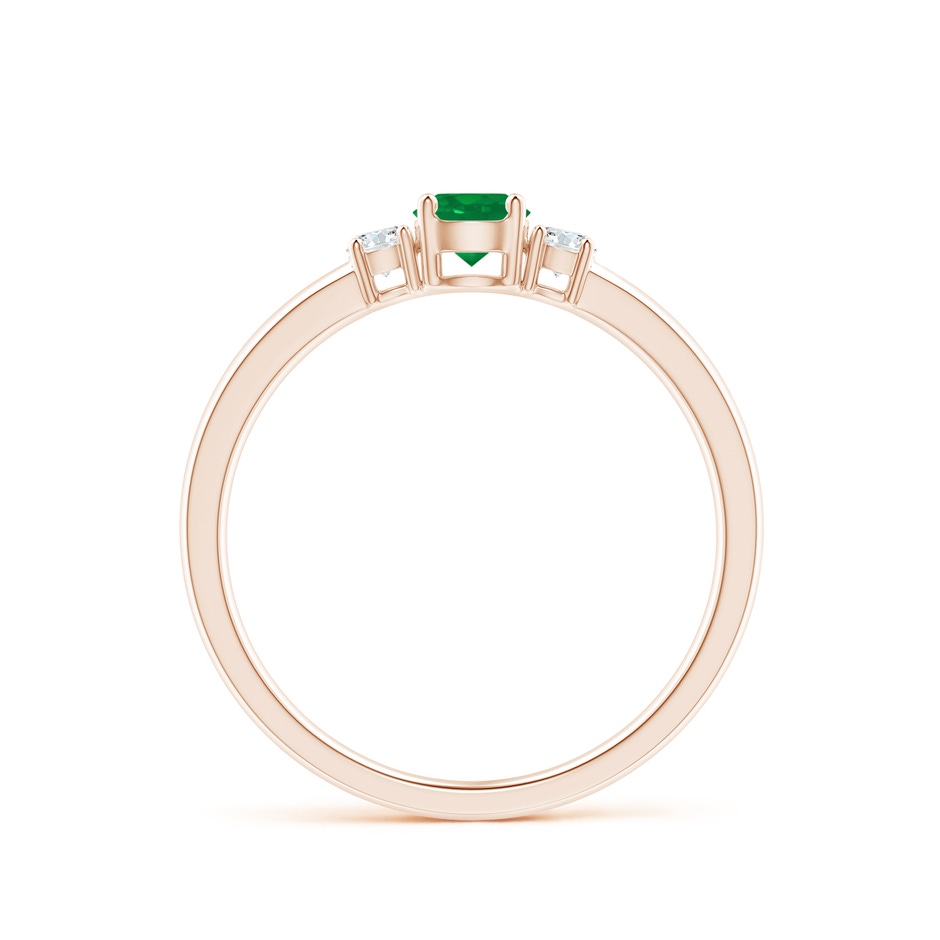 4mm AA Classic Emerald and Diamond Three Stone Engagement Ring in 9K Rose Gold side 199