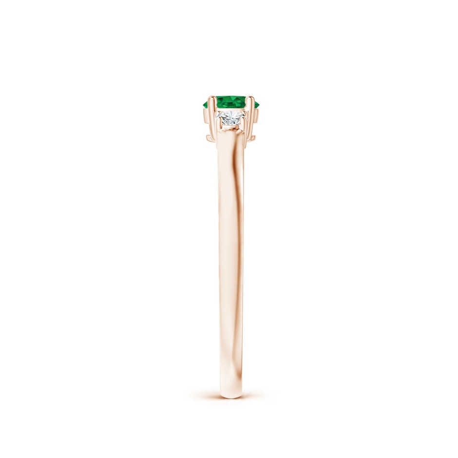 4mm AAA Classic Emerald and Diamond Three Stone Engagement Ring in Rose Gold side 299