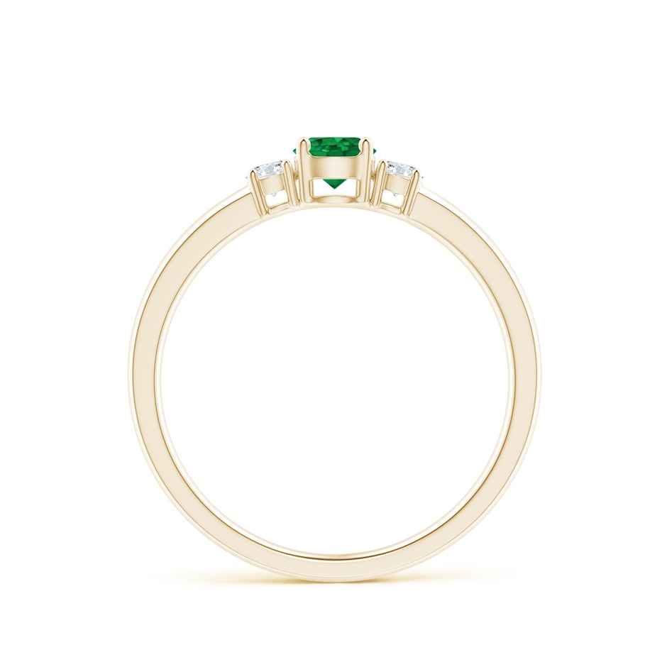 4mm AAA Classic Emerald and Diamond Three Stone Engagement Ring in Yellow Gold side 199