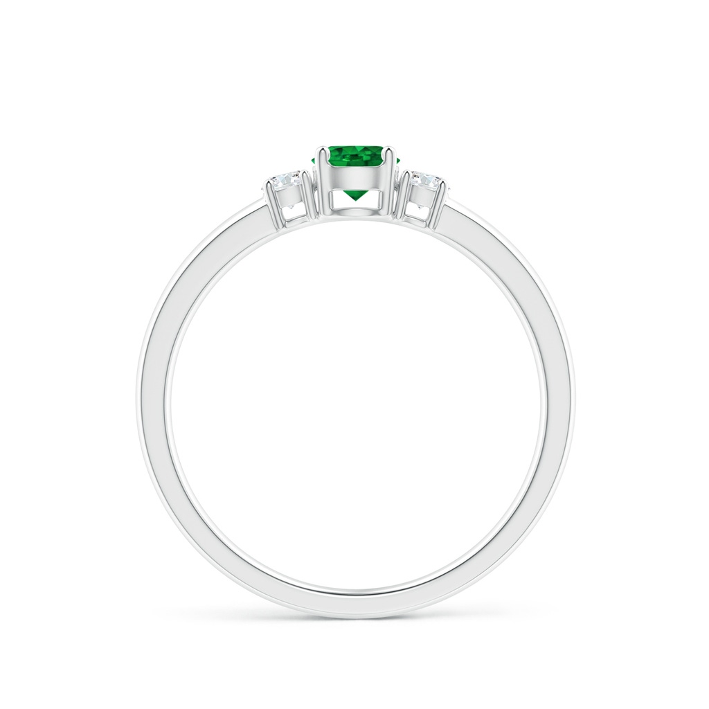 4mm AAAA Classic Emerald and Diamond Three Stone Engagement Ring in P950 Platinum Side 199