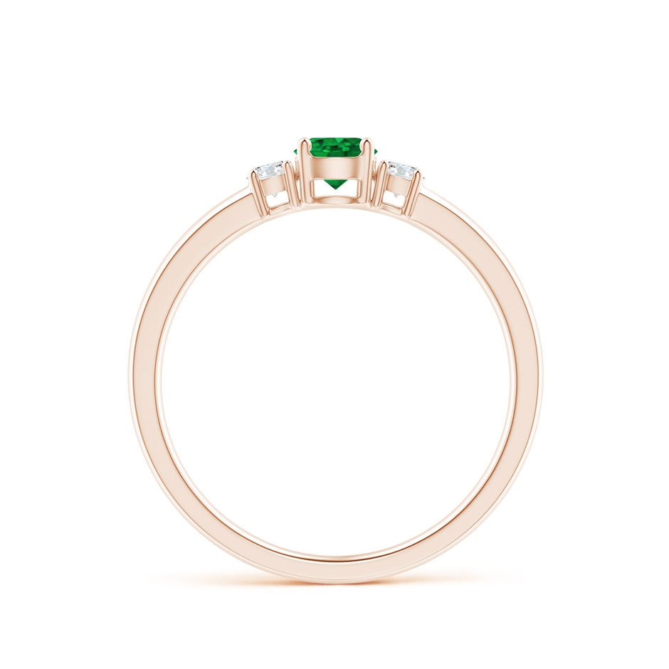 4mm AAAA Classic Emerald and Diamond Three Stone Engagement Ring in Rose Gold side 199