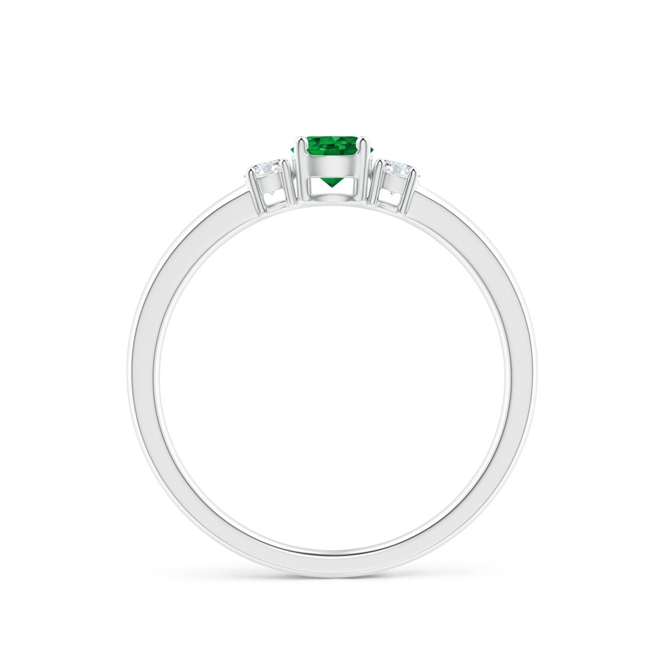 4mm AAAA Classic Emerald and Diamond Three Stone Engagement Ring in White Gold side 199