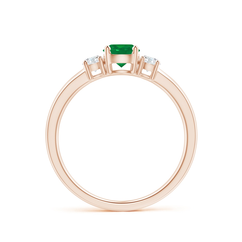 5mm AA Classic Emerald and Diamond Three Stone Engagement Ring in Rose Gold side 199