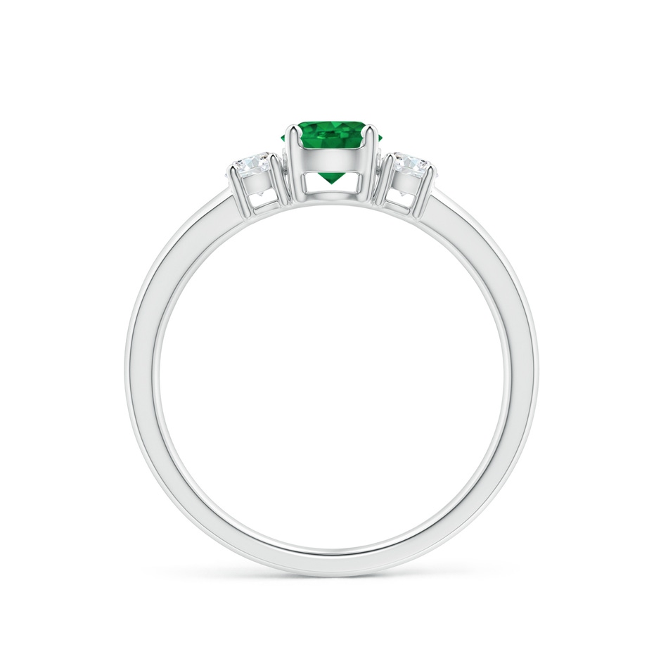 5mm AAA Classic Emerald and Diamond Three Stone Engagement Ring in P950 Platinum side 199
