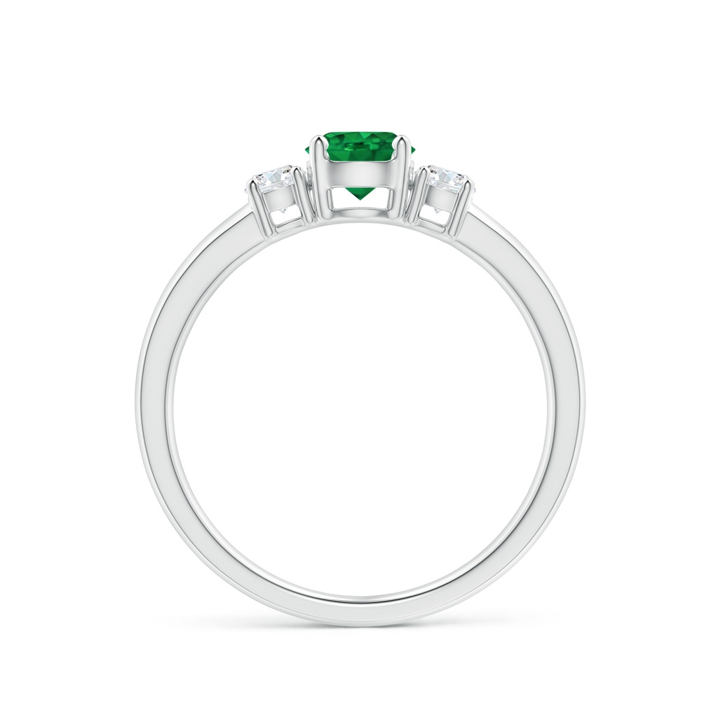 5mm AAA Classic Emerald and Diamond Three Stone Engagement Ring in White Gold Side 199