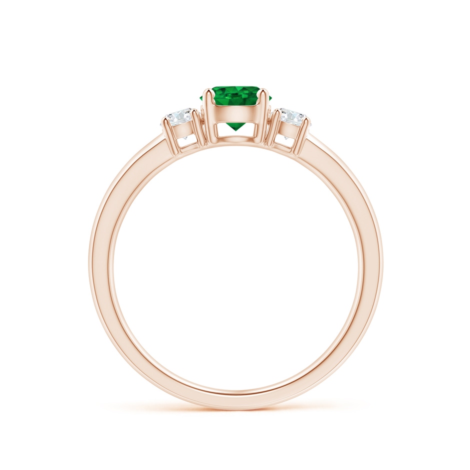 5mm AAAA Classic Emerald and Diamond Three Stone Engagement Ring in Rose Gold side 199