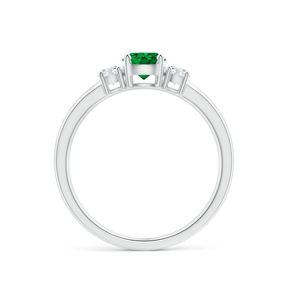 5mm AAAA Classic Emerald and Diamond Three Stone Engagement Ring in White Gold side 199