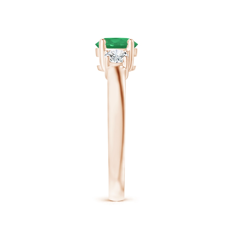 6mm A Classic Emerald and Diamond Three Stone Engagement Ring in Rose Gold side 299