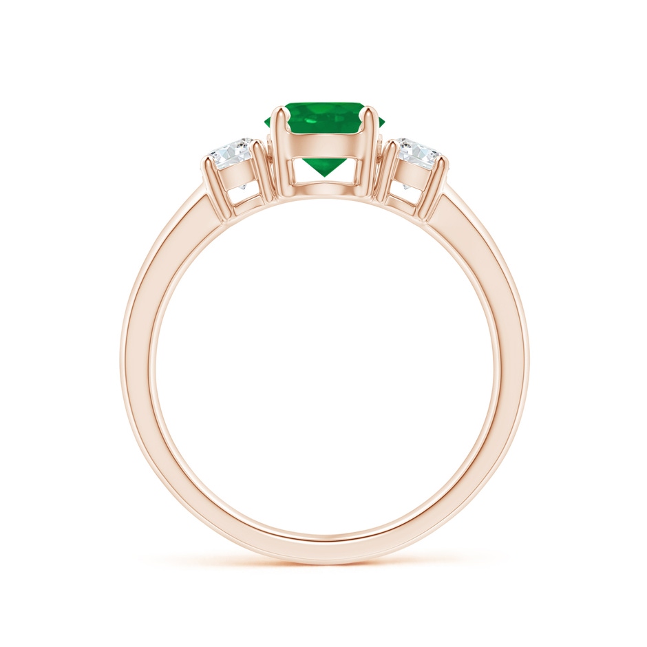 6mm AA Classic Emerald and Diamond Three Stone Engagement Ring in Rose Gold side 199