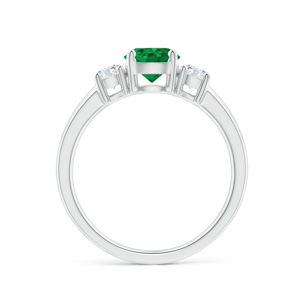 6mm AAA Classic Emerald and Diamond Three Stone Engagement Ring in White Gold Side 199