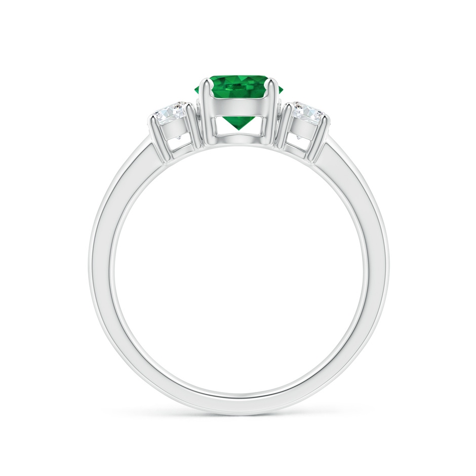 6mm AAA Classic Emerald and Diamond Three Stone Engagement Ring in White Gold side 199