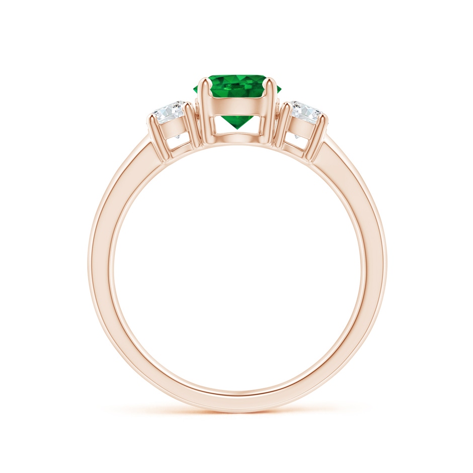 6mm AAAA Classic Emerald and Diamond Three Stone Engagement Ring in Rose Gold side 199