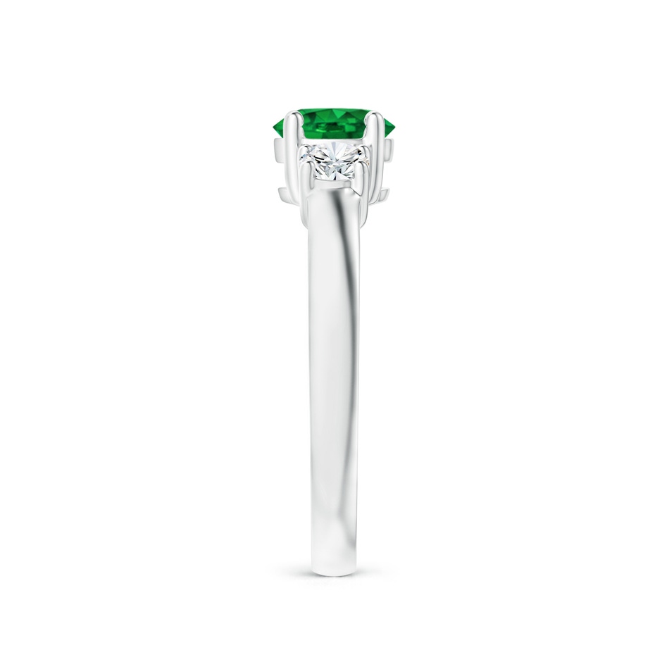 6mm AAAA Classic Emerald and Diamond Three Stone Engagement Ring in White Gold side 299