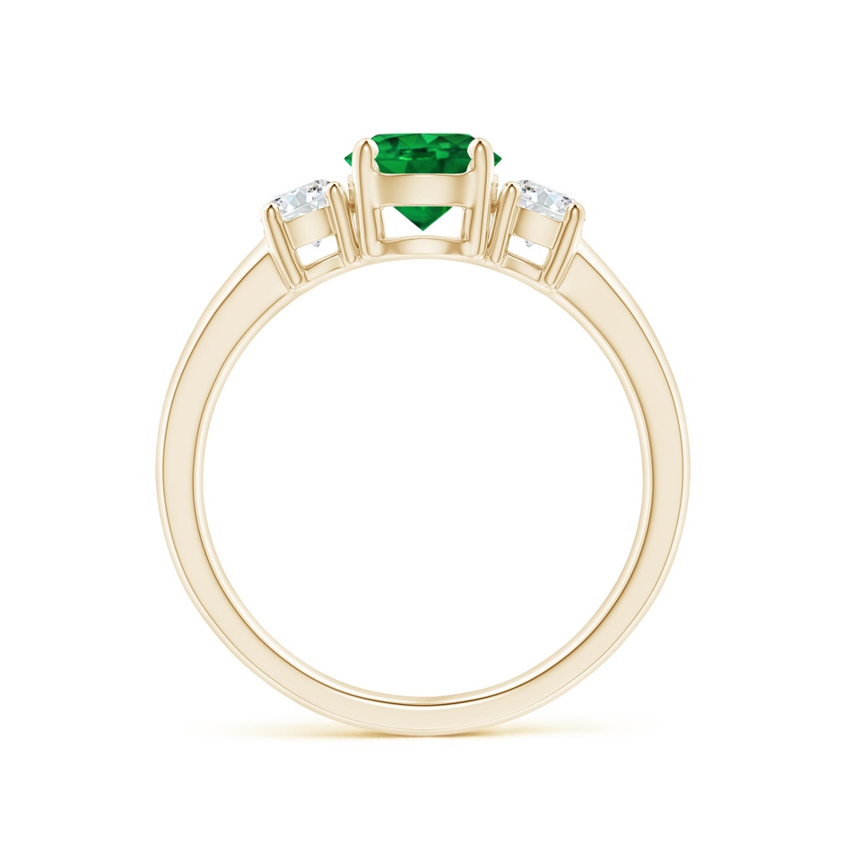 6mm AAAA Classic Emerald and Diamond Three Stone Engagement Ring in Yellow Gold side 199