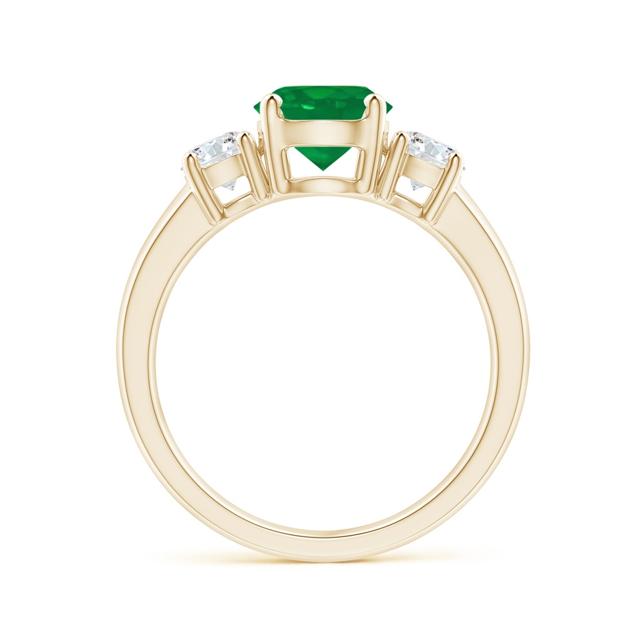7mm AA Classic Emerald and Diamond Three Stone Engagement Ring in Yellow Gold side 199