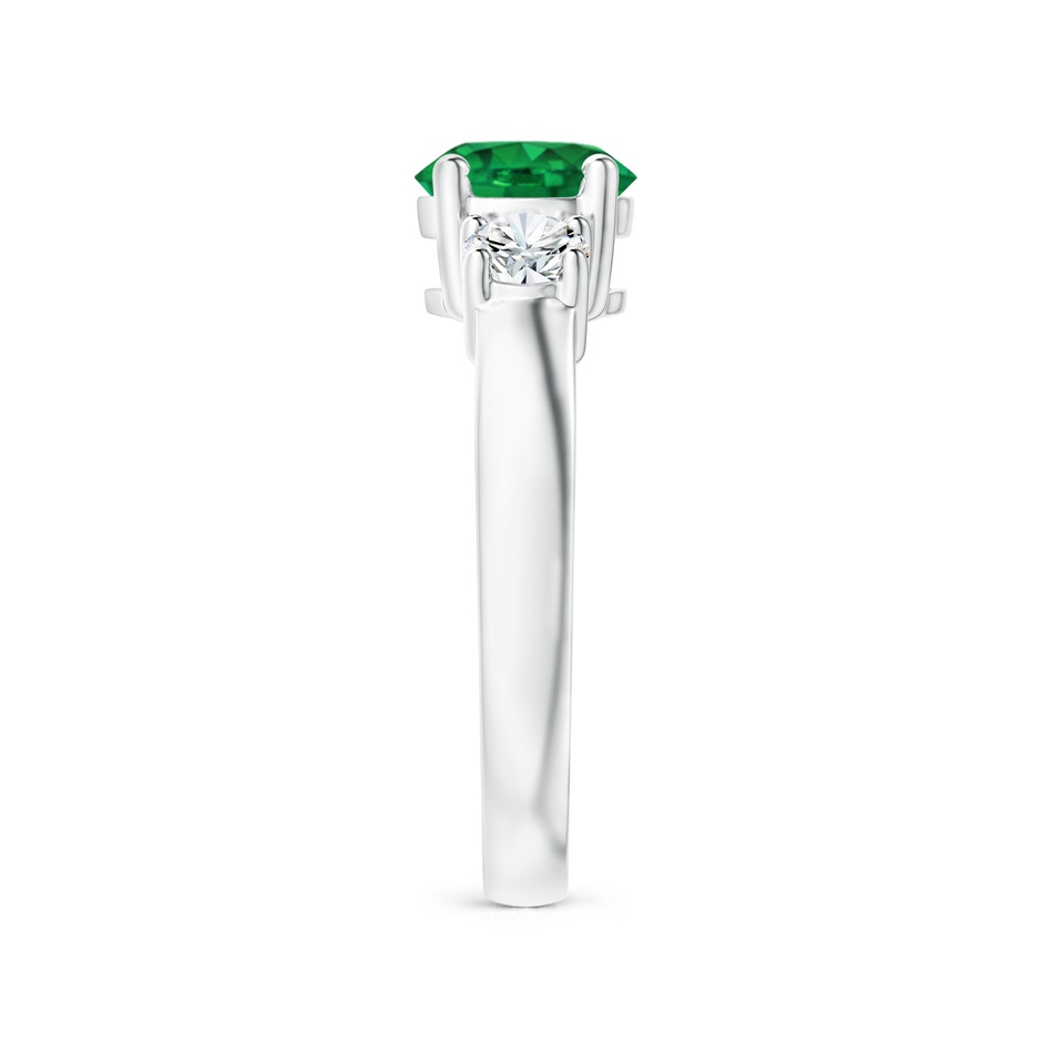 7mm AAA Classic Emerald and Diamond Three Stone Engagement Ring in P950 Platinum side 299