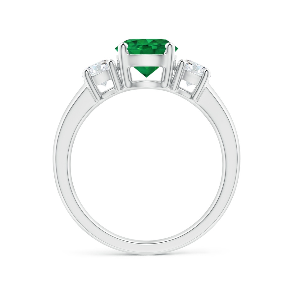 7mm AAA Classic Emerald and Diamond Three Stone Engagement Ring in White Gold side 199