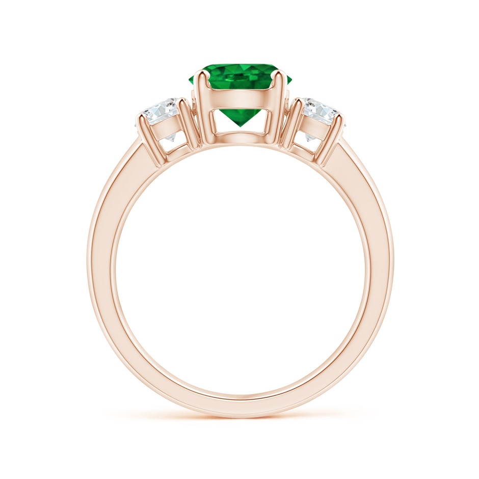 7mm AAAA Classic Emerald and Diamond Three Stone Engagement Ring in Rose Gold side 199
