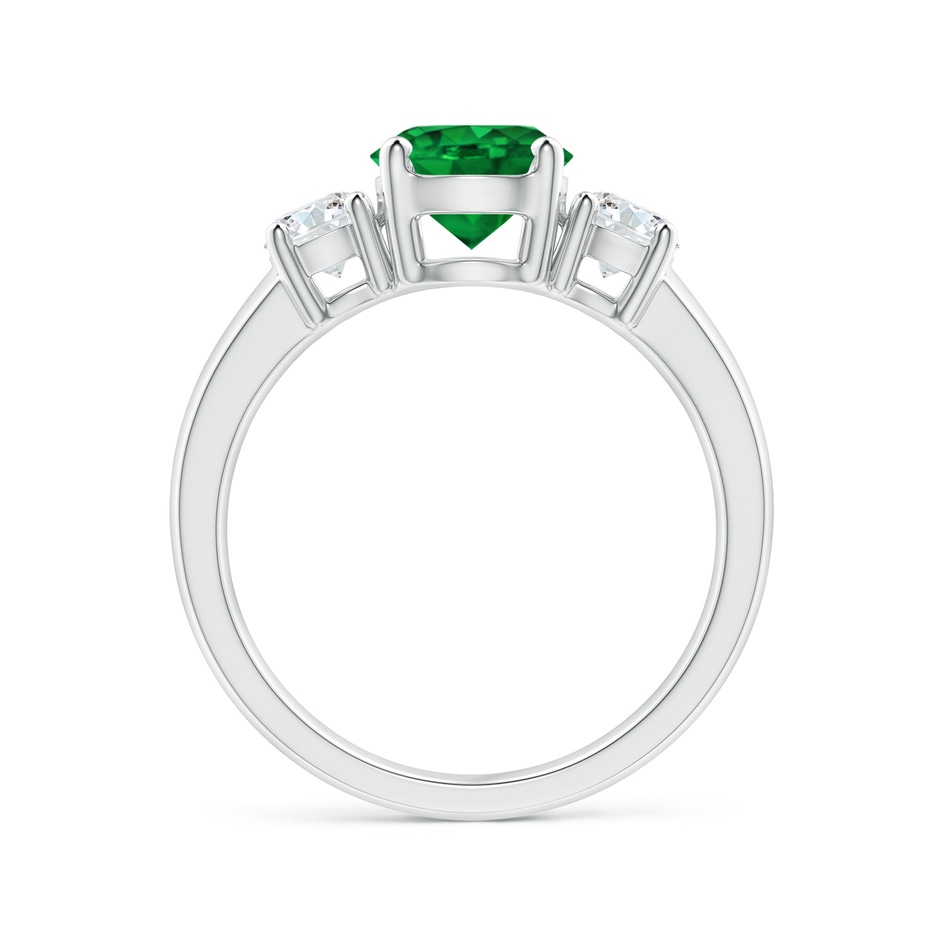 7mm AAAA Classic Emerald and Diamond Three Stone Engagement Ring in White Gold side 199