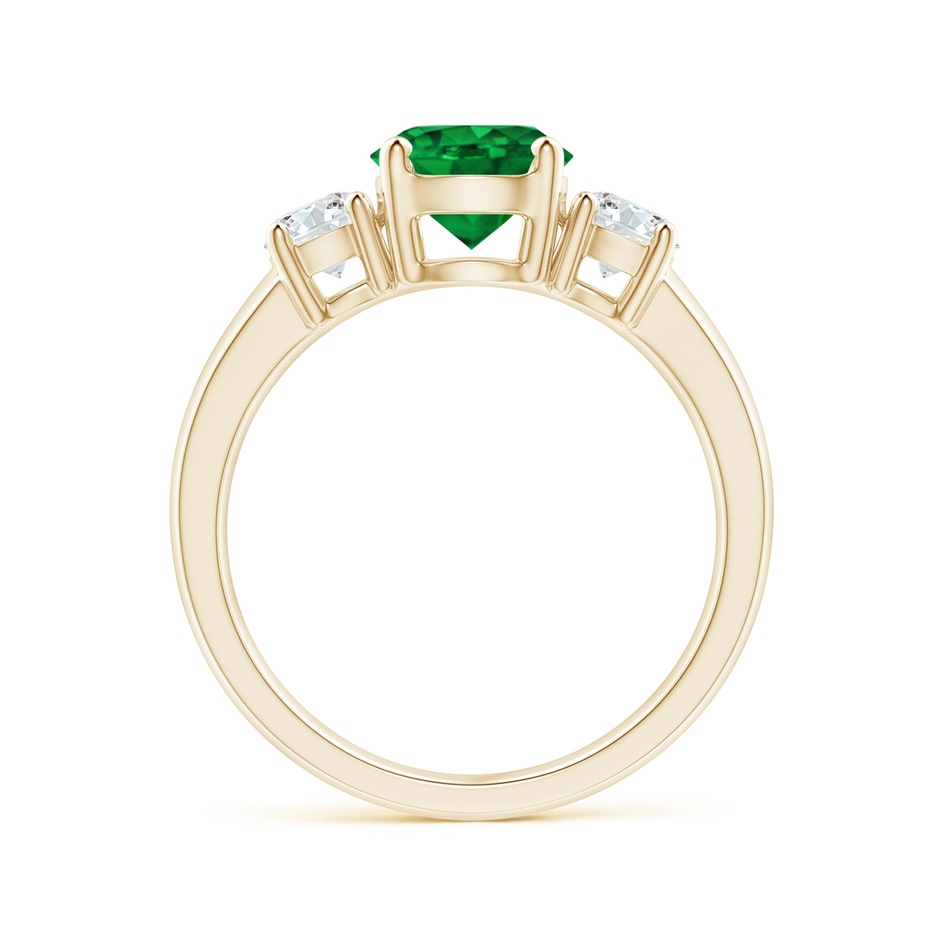 7mm AAAA Classic Emerald and Diamond Three Stone Engagement Ring in Yellow Gold side 199