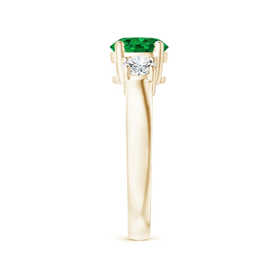 7mm AAAA Classic Emerald and Diamond Three Stone Engagement Ring in Yellow Gold side 299
