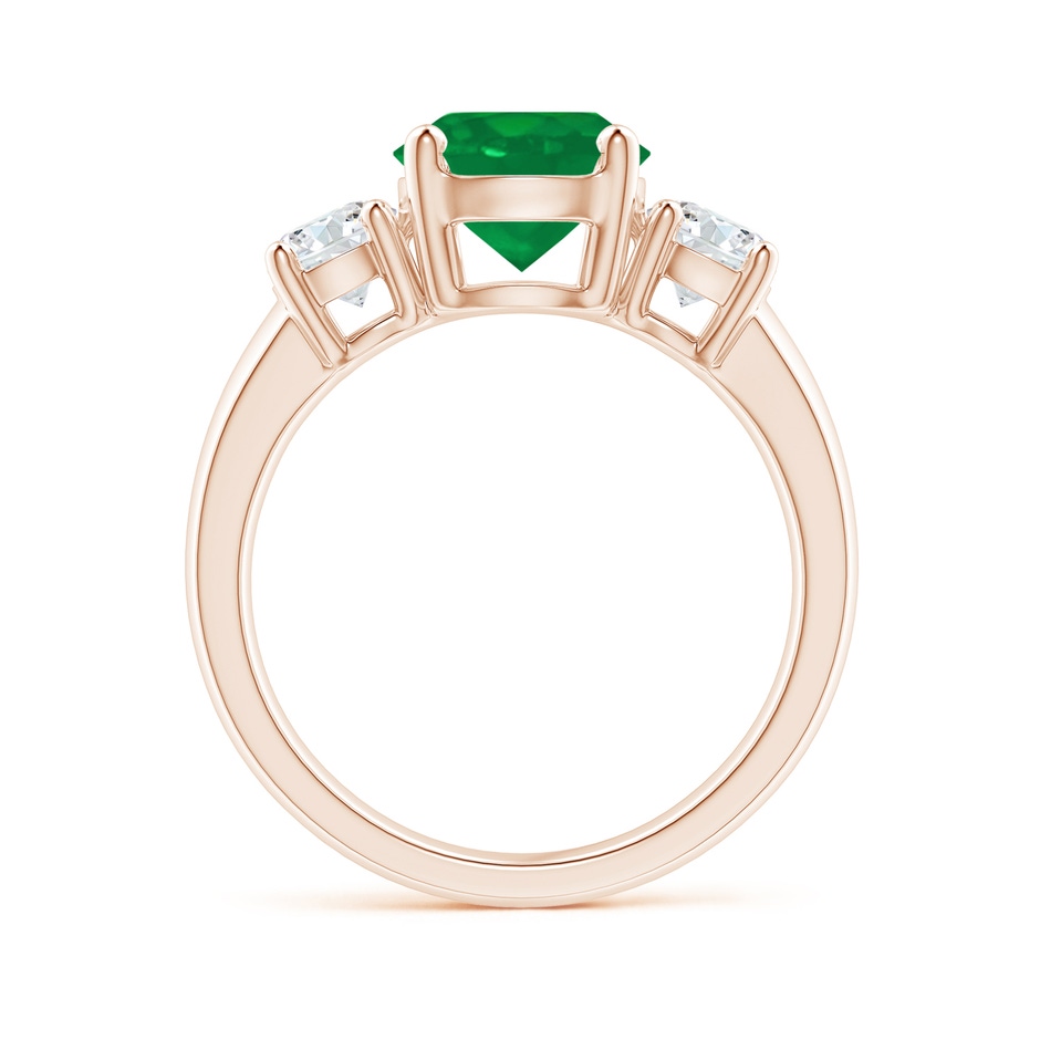 8mm AA Classic Emerald and Diamond Three Stone Engagement Ring in Rose Gold side 199