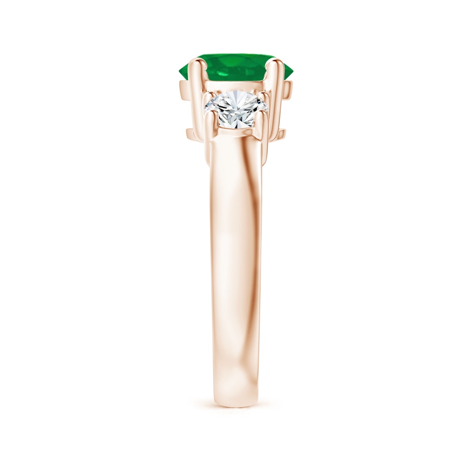 8mm AA Classic Emerald and Diamond Three Stone Engagement Ring in Rose Gold side 299