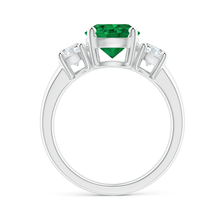 8mm AAA Classic Emerald and Diamond Three Stone Engagement Ring in P950 Platinum side 199