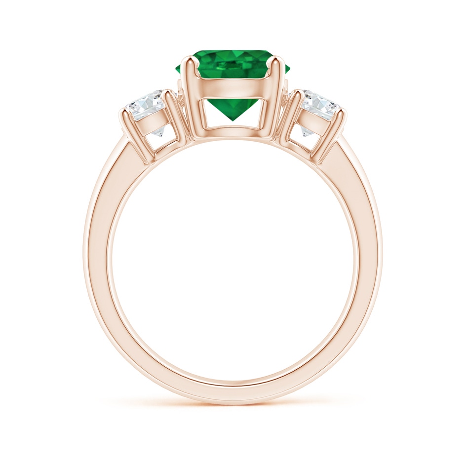 8mm AAA Classic Emerald and Diamond Three Stone Engagement Ring in Rose Gold side 199