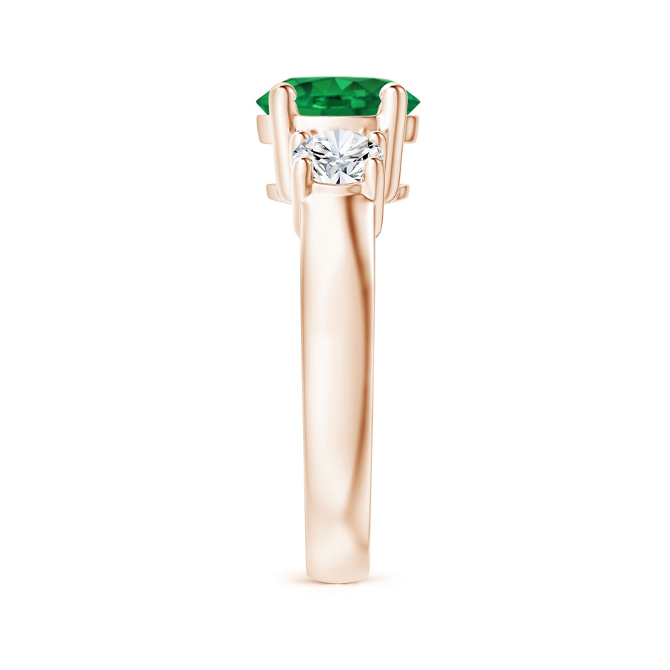 8mm AAA Classic Emerald and Diamond Three Stone Engagement Ring in Rose Gold side 299