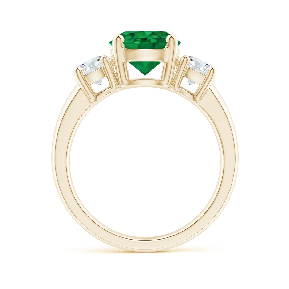 8mm AAA Classic Emerald and Diamond Three Stone Engagement Ring in Yellow Gold side 199