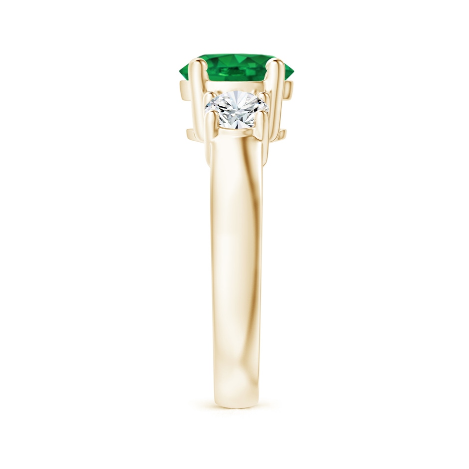 8mm AAA Classic Emerald and Diamond Three Stone Engagement Ring in Yellow Gold side 299
