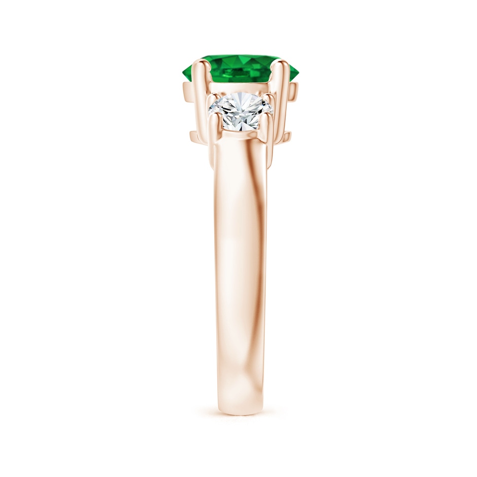 8mm AAAA Classic Emerald and Diamond Three Stone Engagement Ring in Rose Gold side 299