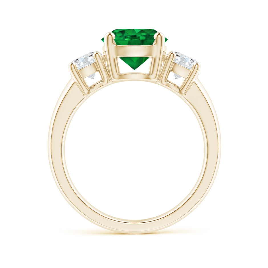8mm AAAA Classic Emerald and Diamond Three Stone Engagement Ring in Yellow Gold side 199