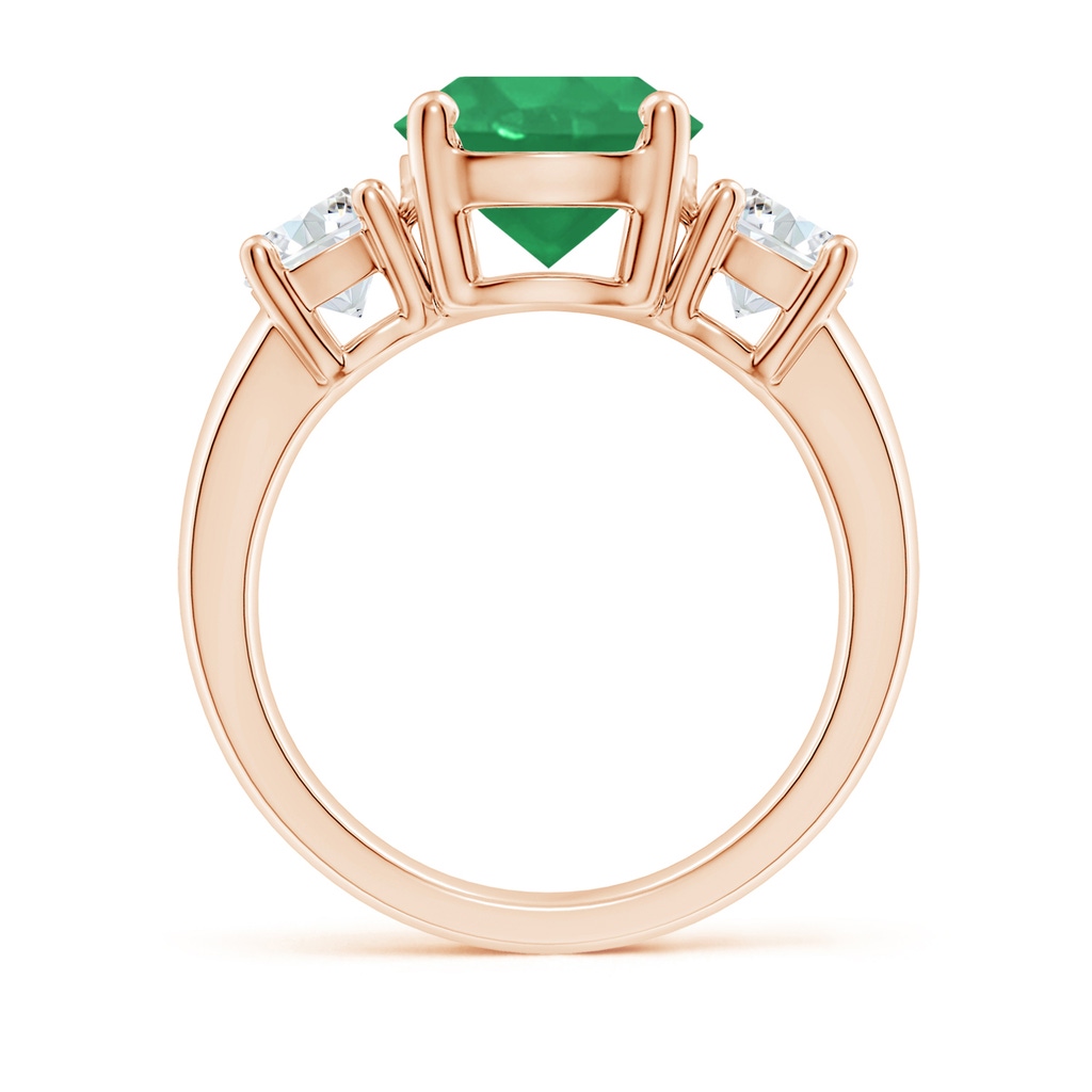 9mm A Classic Emerald and Diamond Three Stone Engagement Ring in Rose Gold Side 199
