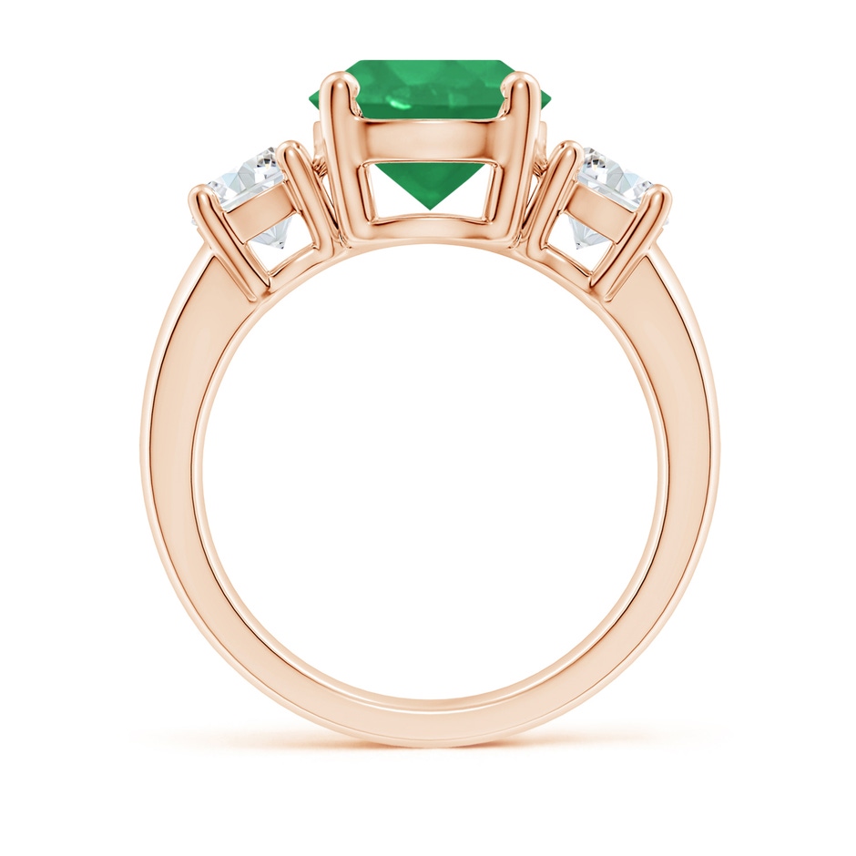 9mm A Classic Emerald and Diamond Three Stone Engagement Ring in Rose Gold side 199