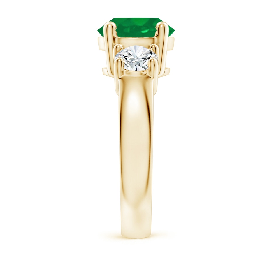 9mm AA Classic Emerald and Diamond Three Stone Engagement Ring in Yellow Gold side 299