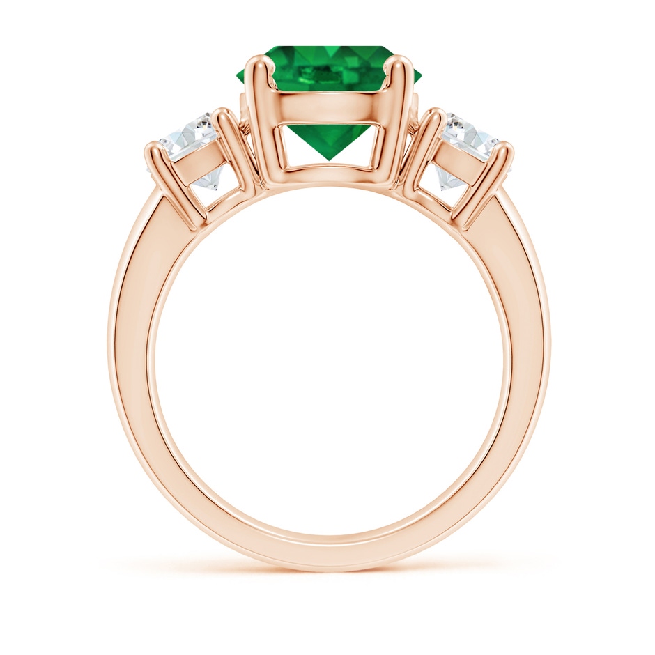 9mm AAA Classic Emerald and Diamond Three Stone Engagement Ring in Rose Gold side 199