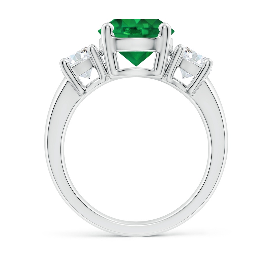 9mm AAA Classic Emerald and Diamond Three Stone Engagement Ring in White Gold side 199