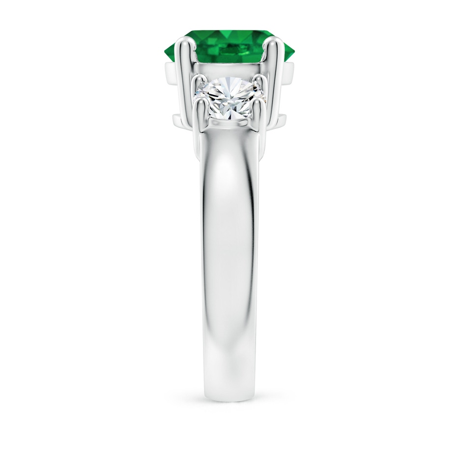 9mm AAA Classic Emerald and Diamond Three Stone Engagement Ring in White Gold side 299