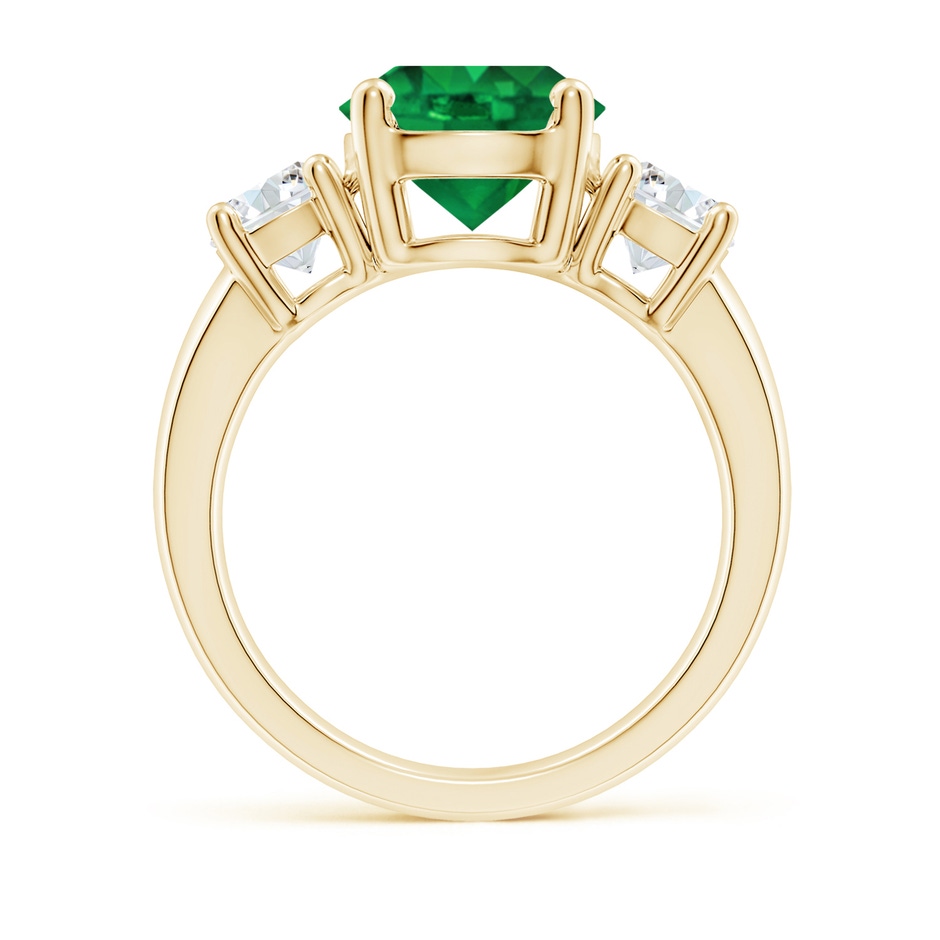 9mm AAA Classic Emerald and Diamond Three Stone Engagement Ring in Yellow Gold side 199