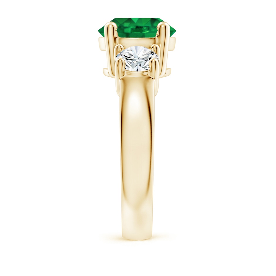 9mm AAA Classic Emerald and Diamond Three Stone Engagement Ring in Yellow Gold side 299