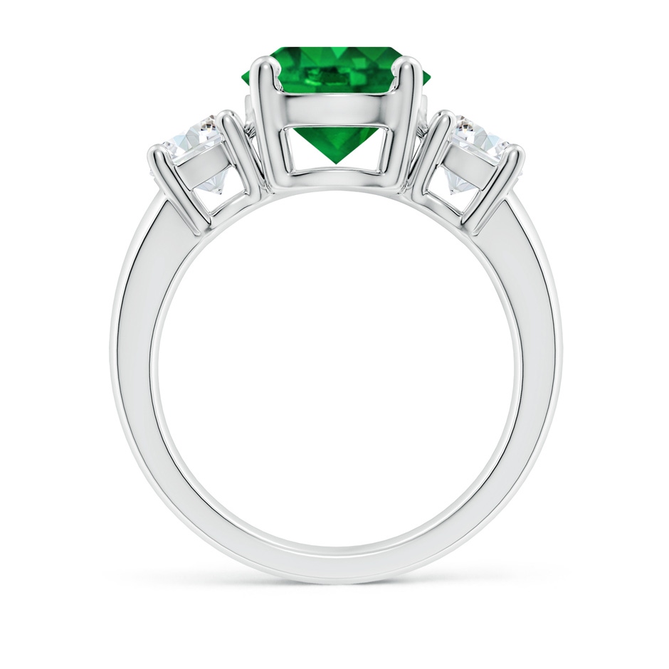 9mm AAAA Classic Emerald and Diamond Three Stone Engagement Ring in P950 Platinum side 199