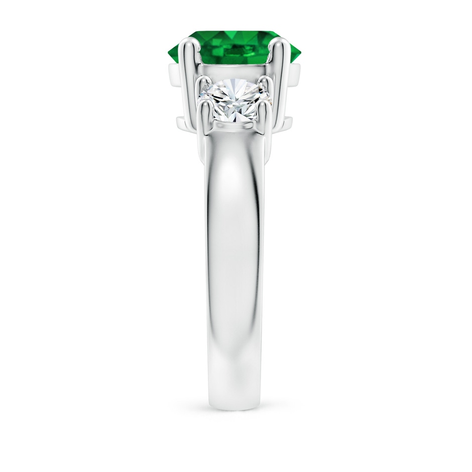 9mm AAAA Classic Emerald and Diamond Three Stone Engagement Ring in P950 Platinum side 299