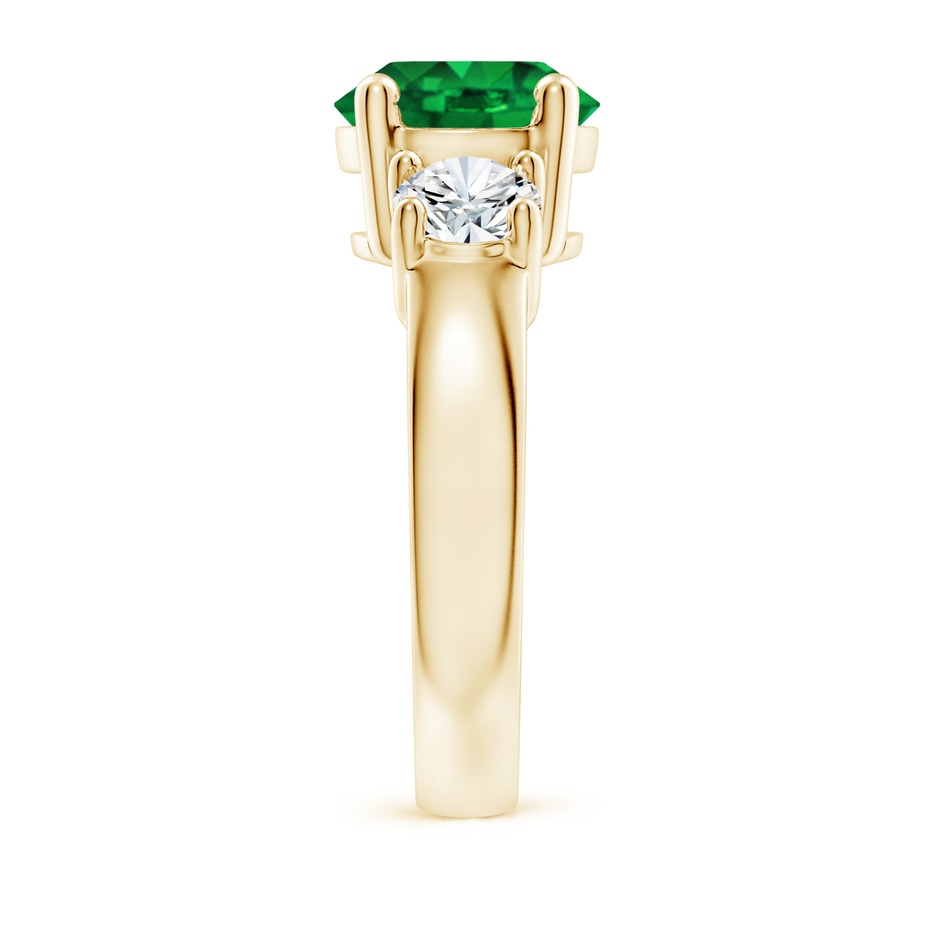 9mm AAAA Classic Emerald and Diamond Three Stone Engagement Ring in Yellow Gold side 299